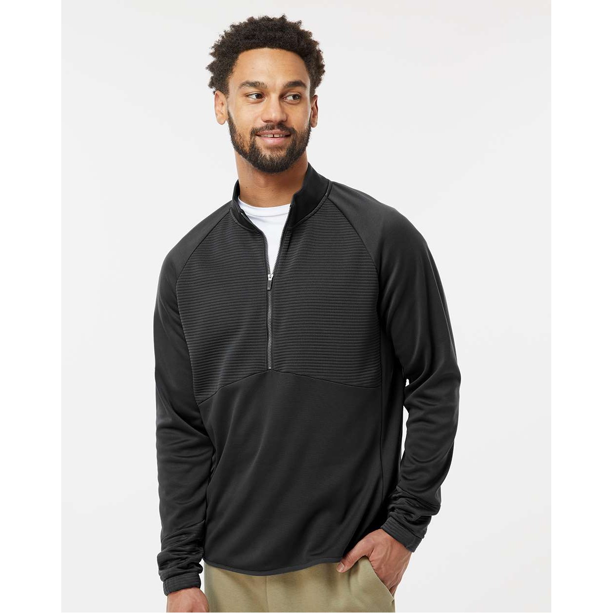 ■adidas■ Quarter Zip Jumper Black Blue IR7127 LXAI Adidas Quarter zip pullover — LXAI
